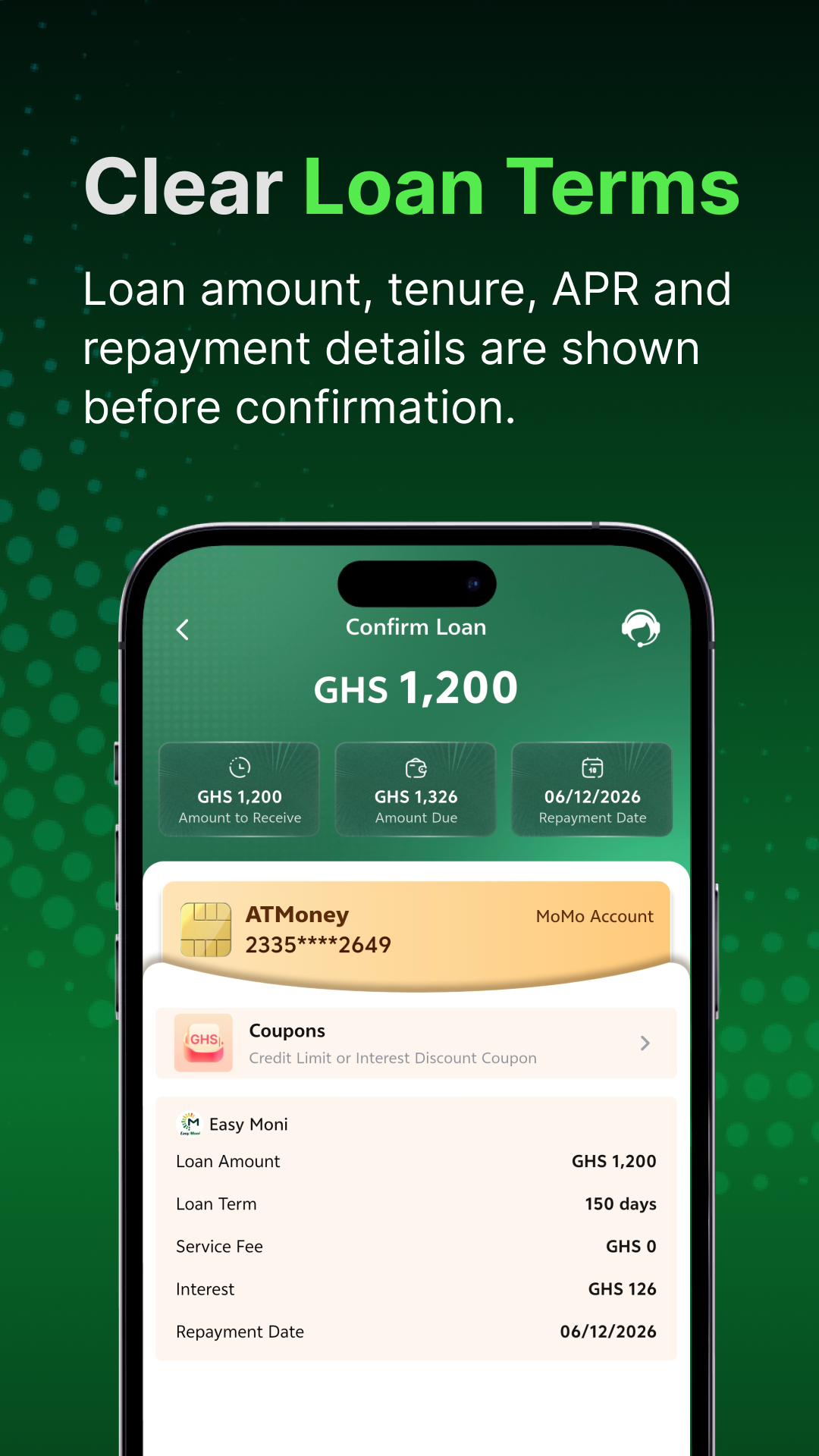 Easy Moni app screen 2